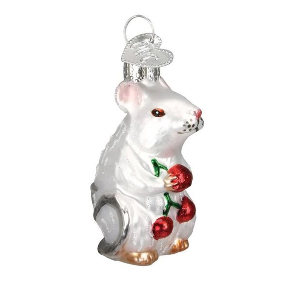 White Mouse Set of Two Old World Christmas Ornaments - Picture 1 of 2